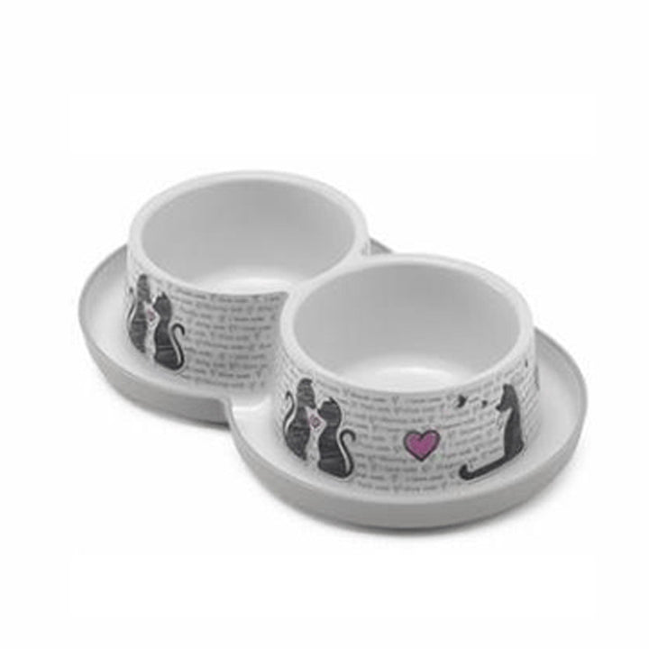 Comedero Doble Trendy Dinner 350 Ml Cats In Love | Accesorios | Marcapet