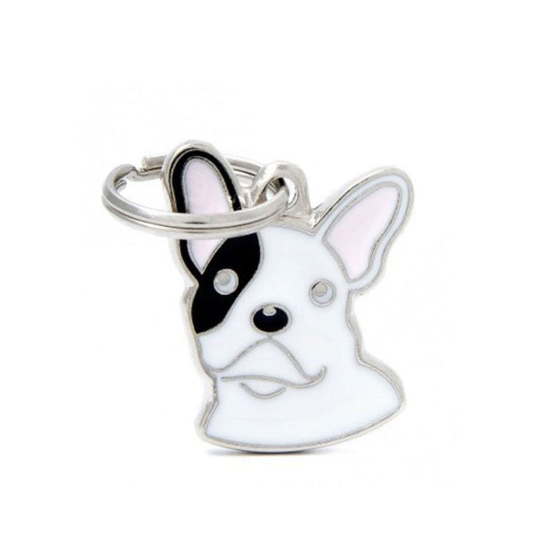 Placa ID My Family Bulldog Francés Blanco Y Negro | Accesorios Perros | Marcapet Colombia