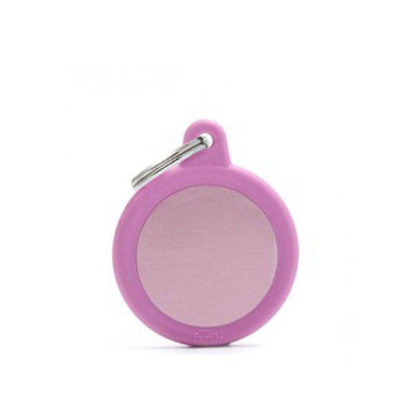 Placa ID My Family Círculo Goma Rosa de Aluminio | Accesorios Perros y Gatos | Marcapet Colombia