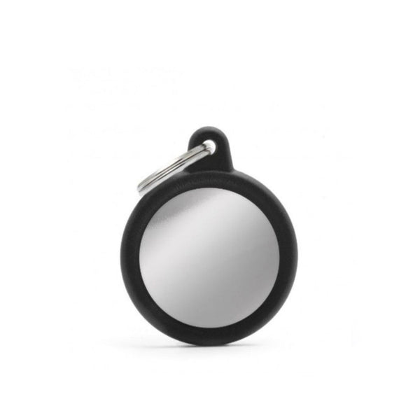 Placa ID My Family Círculo Goma Negra Bronce Cromado | Accesorios Perros y Gatos | Marcapet Colombia