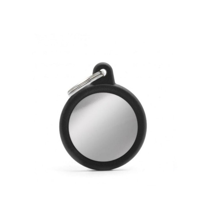 Placa ID My Family Círculo Goma Negra Bronce Cromado | Accesorios Perros y Gatos | Marcapet Colombia