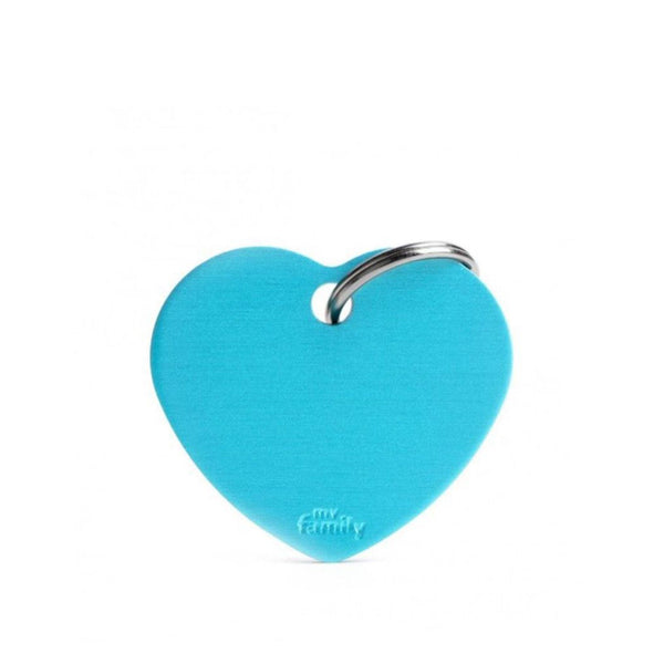 Placa ID My Family Corazón Grande Celestial en Aluminio | Accesorios Perros y Gatos | Marcapet Colombia