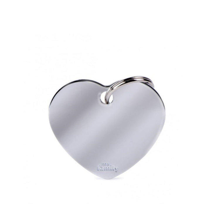 Placa ID My Family Corazón Grande Latón Cromado | Accesorios Perros y Gatos | Marcapet Colombia