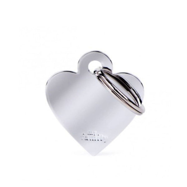 Placa ID My Family Corazón Pequeño Latón Cromado | Accesorios Perros y Gatos | Marcapet Colombia