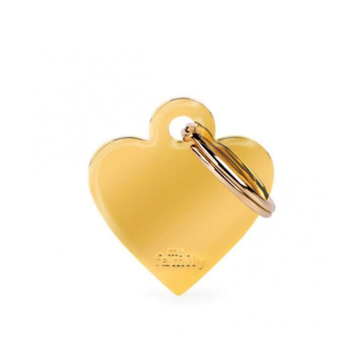 Placa ID My Family Corazón Pequeño Latón Dorado | Accesorios Perros y Gatos | Marcapet Colombia