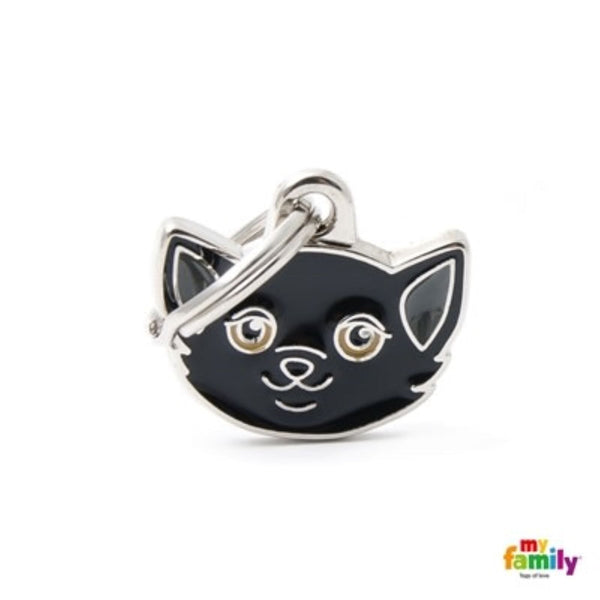 Placa ID My Family Gato Europeo Negro Caricatura | Accesorios Gatos | Marcapet Colombia