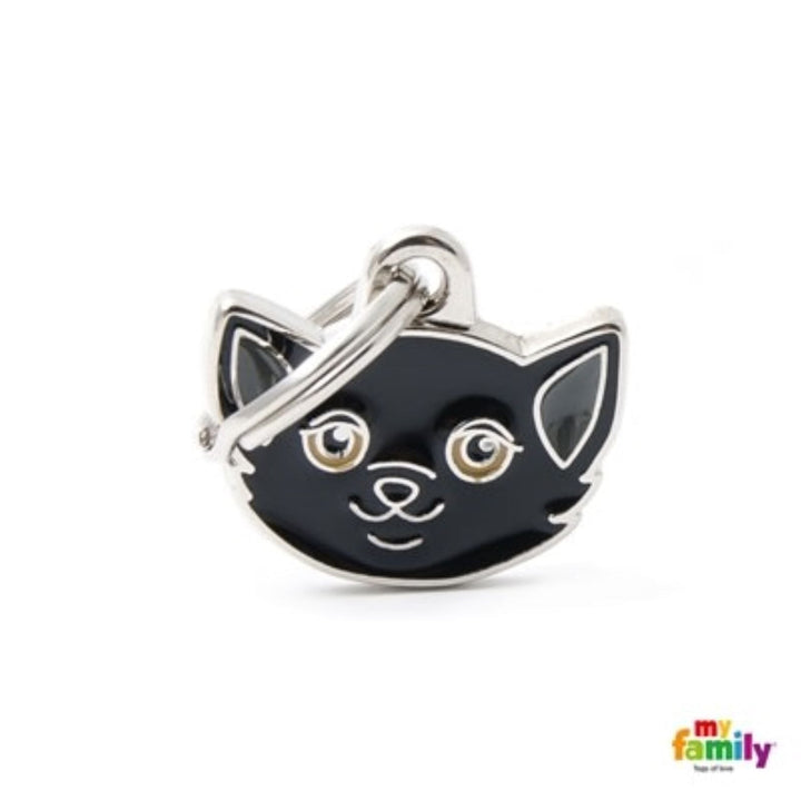 Placa ID My Family Gato Europeo Negro Caricatura | Accesorios Gatos | Marcapet Colombia