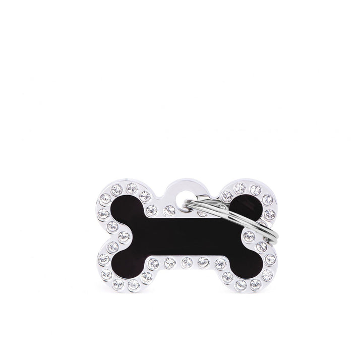 Placa ID My Family Hueso Pequeño Negro Glam | Accesorios Perros | Marcapet Colombia