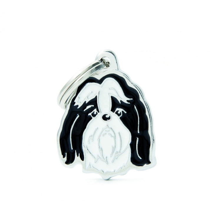 Placa ID My Family Shih Tzu Blanco y Negro | Accesorios Perros | Marcapet Colombia