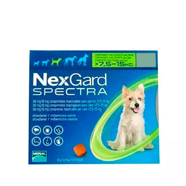 Antiparasitario Perro Nexgard Spectra Antipulgas M De 7,5 A 15kg|Medicamentos perros y gatos|Marcapet