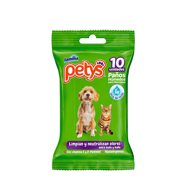 Pañitos Húmedos Petys Originales  10 Uds | Cuidado e Higiene | Marcapet Colombia