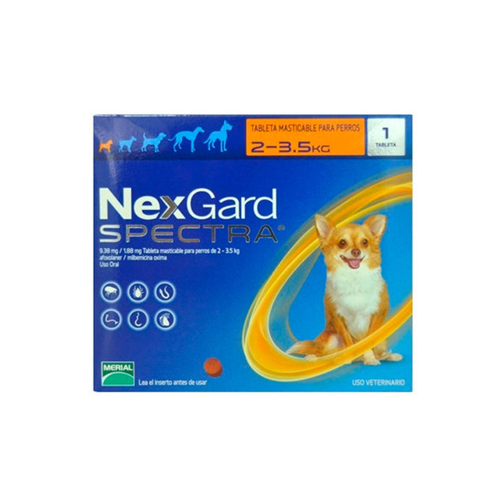 Antiparasitario Perro Nexgard Spectra Antipulgas Xs De 2 A 3,5kg|Medicamentos perros y gatos|Marcapet