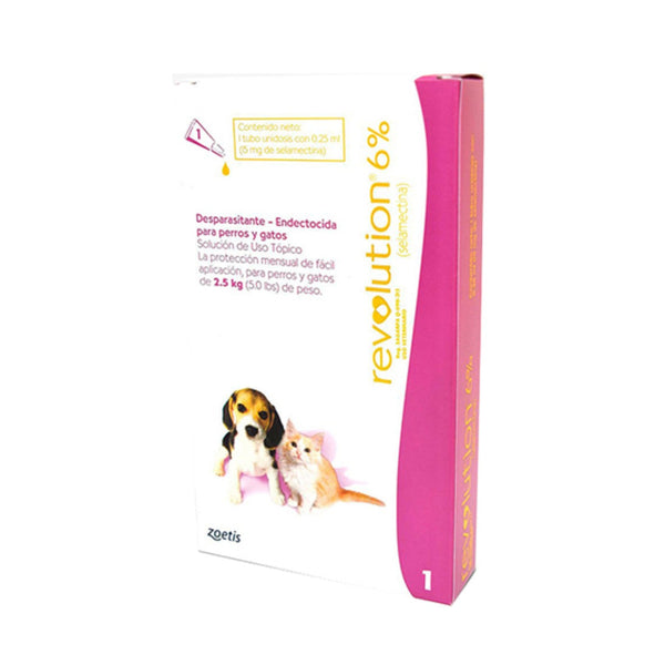 Antiparasitario Mixto Revolution 6% Rosado Perros Y Gatos - 0,25ml|Medicamentos perros y gatos|Marcapet