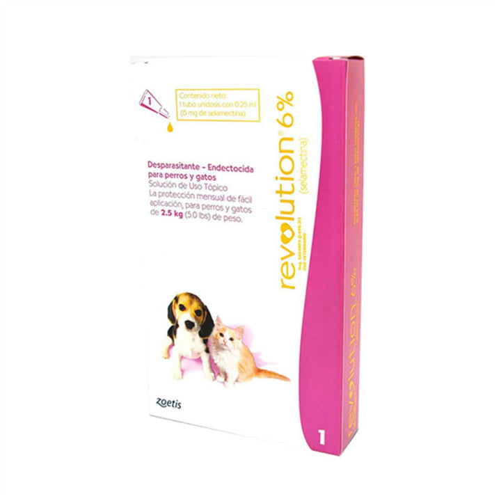 Antiparasitario Mixto Revolution 6% Rosado Perros Y Gatos - 0,25ml|Medicamentos perros y gatos|Marcapet