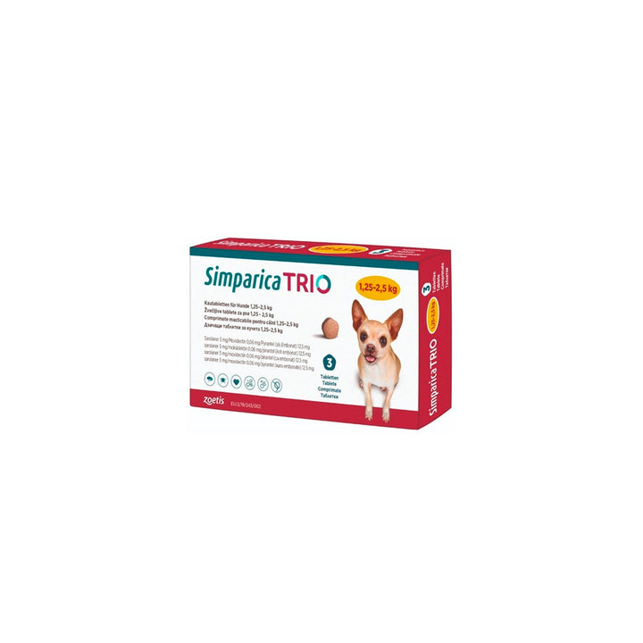 Antiparasitario Simparica Trio Para Perros De 1.25 A 2.5 Kg|Medicamentos perros y gatos|Marcapet