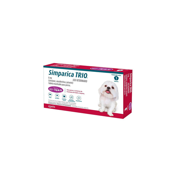 Antiparasitario Simparica Trio Para Perros De 2.5 A 5 Kg|Medicamentos perros y gatos|Marcapet