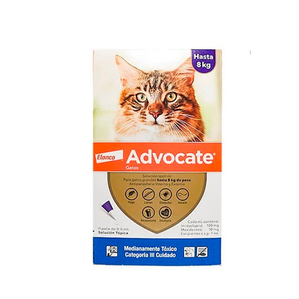Antiparasitario Gato Advocate X 0.8 Ml Grandes Bayer |Medicamentos perros y gatos|Marcapet